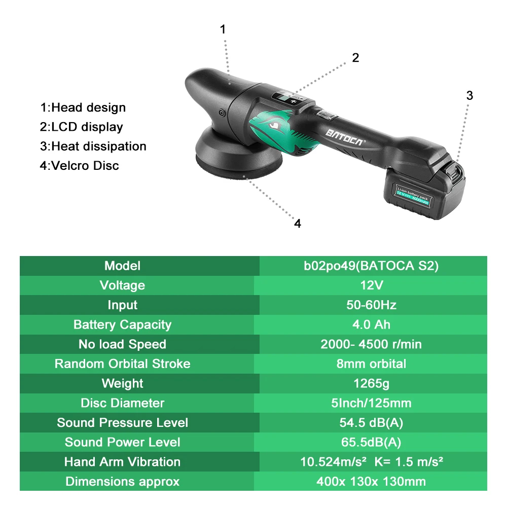 BATOCA S2 4.0Ah 5 İnç Akülü Ar - Orbital Polisher Da incelemesi ve fiyatı
